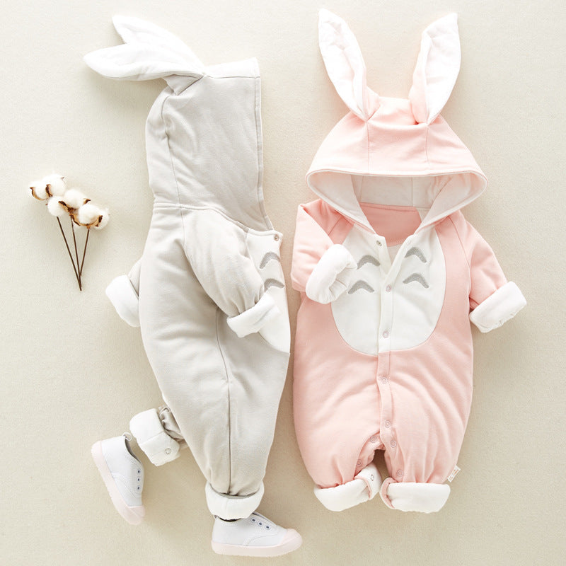 Cotton Padded Hooded Baby Romper – Thickened Chinchilla Hooded Onesies for Newborns & Infants - LIFE STORES UGANDA