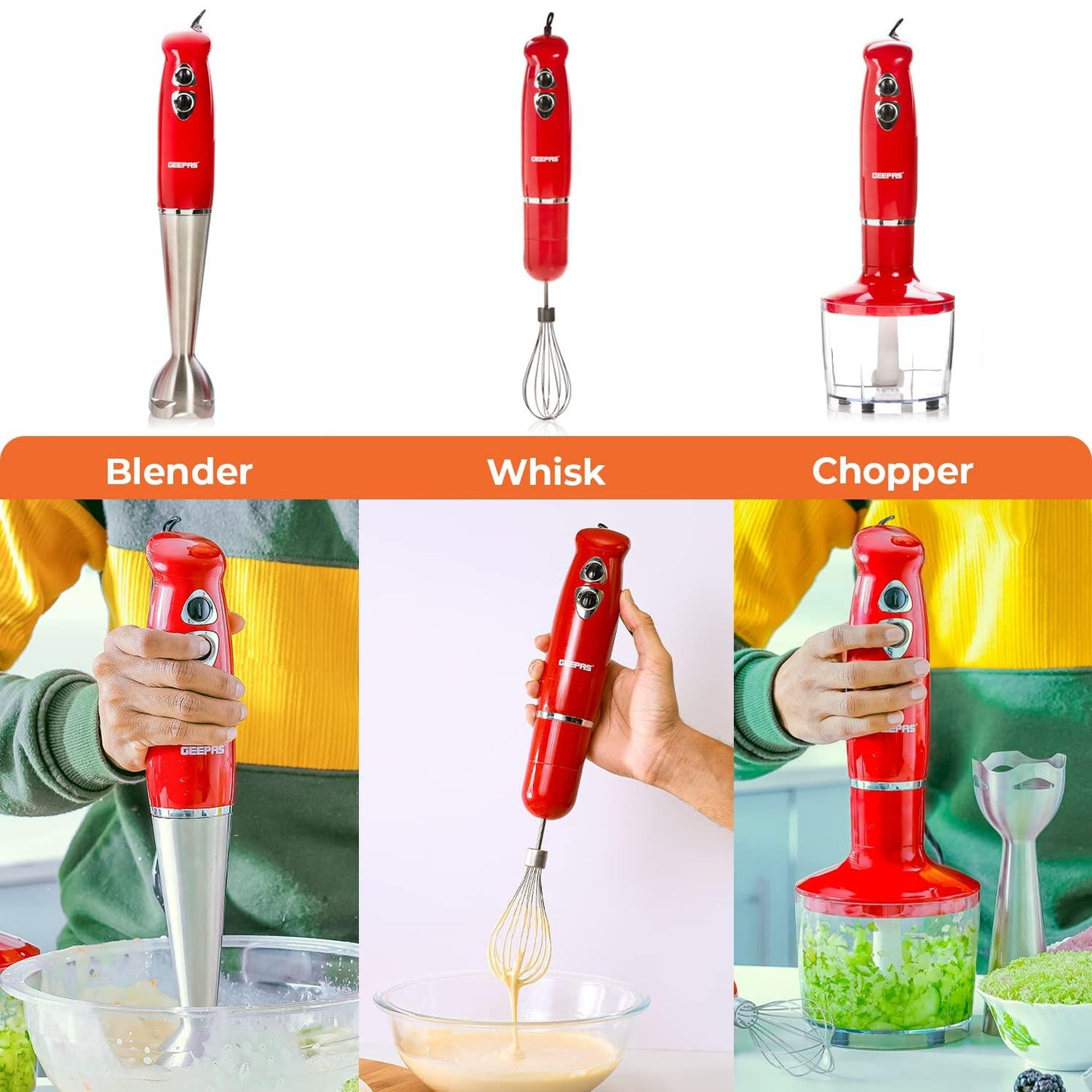 Geepas GHB6136 400W Hand Blender – Versatile & Powerful Kitchen Essential - LIFE STORES UGANDA