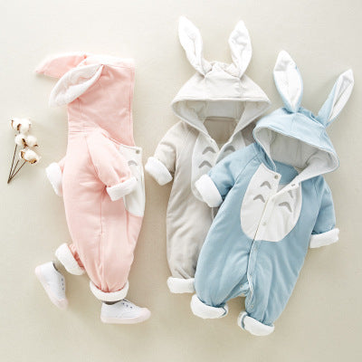 Cotton Padded Hooded Baby Romper – Thickened Chinchilla Hooded Onesies for Newborns & Infants - LIFE STORES UGANDA