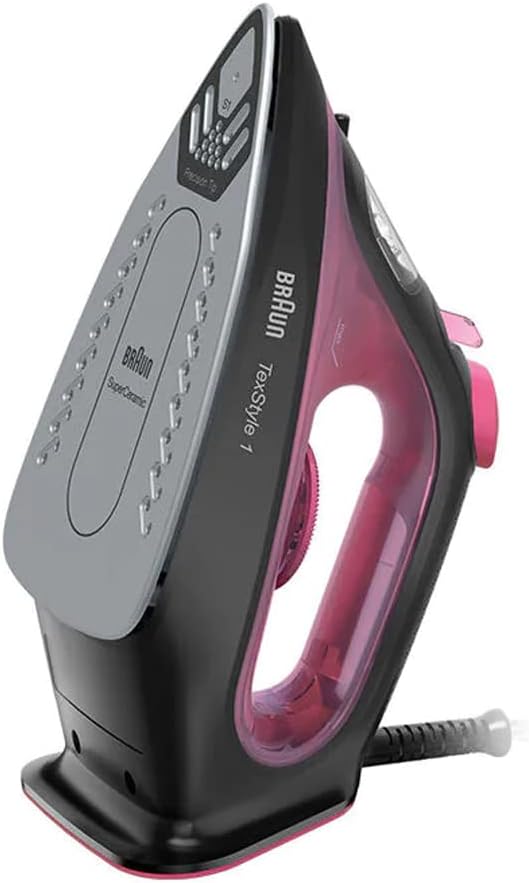 Braun SI 1070 Lightest Steam Iron – Turbo Mode 2000W, Super Ceramic Soleplate, Auto-Off (Pink/Black)