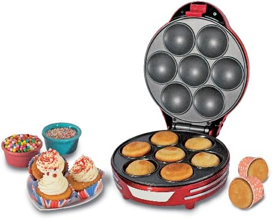 Ariete Muffin & Cupcake Maker ART0188 – 700W Non-Stick Electric Baker (Red)