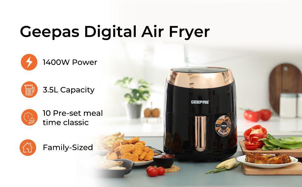 Geepas GAF37501N 3.5L Digital Air Fryer | Oil-Free Cooking, Touchscreen Control & Easy Cleaning - LIFE STORES UGANDA