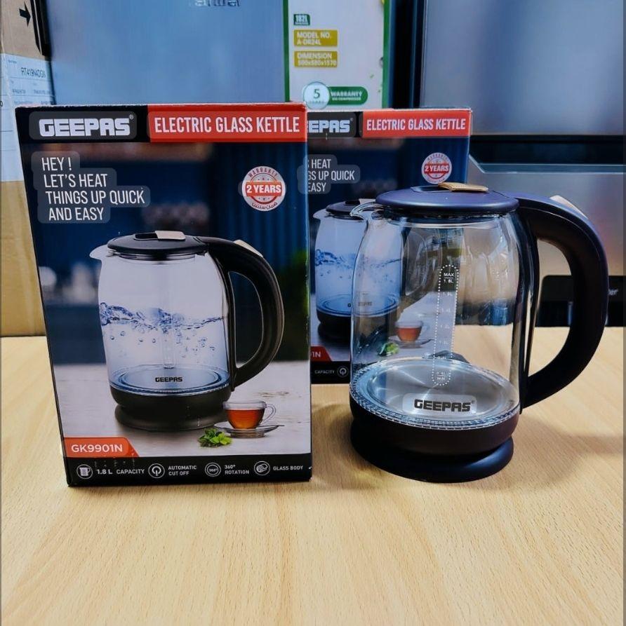 Geepas Electric Glass Kettle 1.8L | Rapid Boil, LED Indicator, 2200W - LIFE STORES UGANDA
