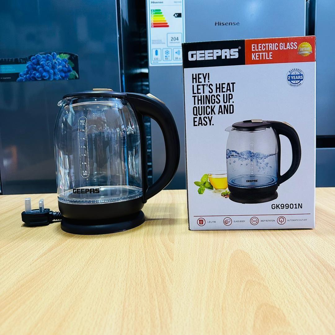 Geepas Electric Glass Kettle 1.8L | Rapid Boil, LED Indicator, 2200W - LIFE STORES UGANDA