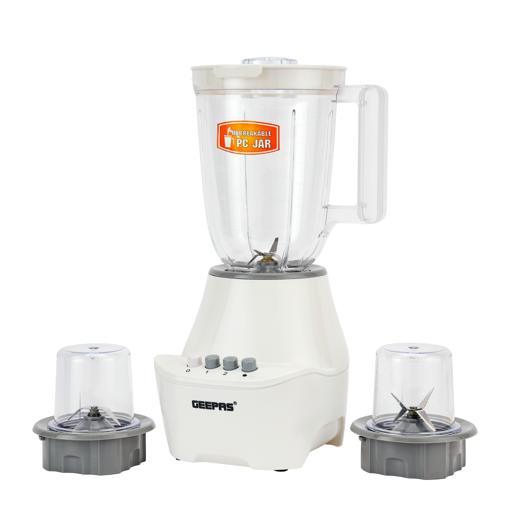 Geepas 400W 3-in-1 Blender | 1.5L Unbreakable Jar, 2 Stainless-Steel Blades, 2 Speed Settings, Pulse Function & Coffee/Spice Grinder - LIFE STORES UGANDA
