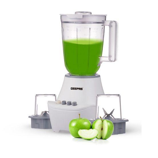 Geepas 400W 3-in-1 Blender | 1.5L Unbreakable Jar, 2 Stainless-Steel Blades, 2 Speed Settings, Pulse Function & Coffee/Spice Grinder - LIFE STORES UGANDA
