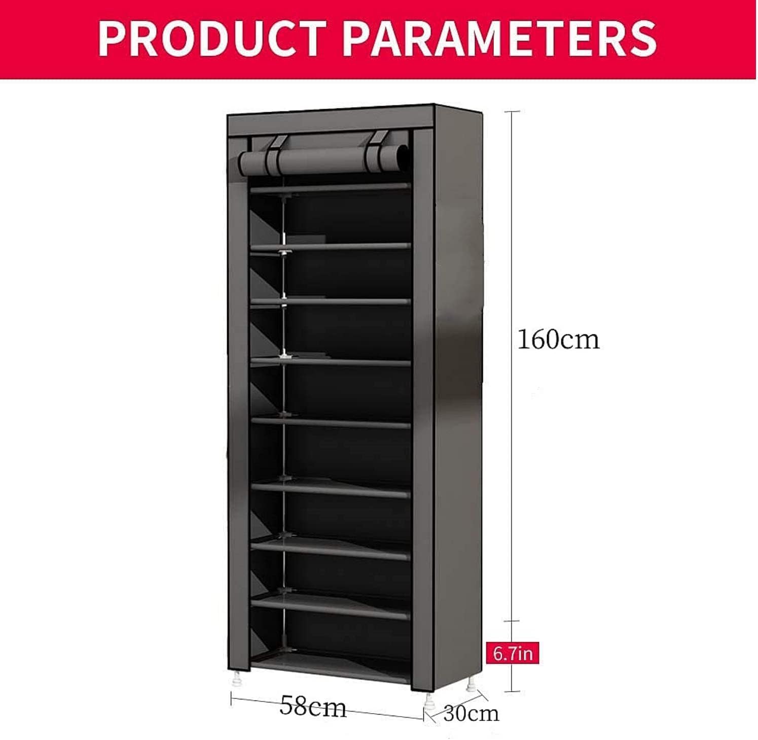 10-Tiers Foldable Shoe Rack Organizer – Dustproof Cover, Holds 28–36 Pairs, Portable & Waterproof Shoe Cabinet