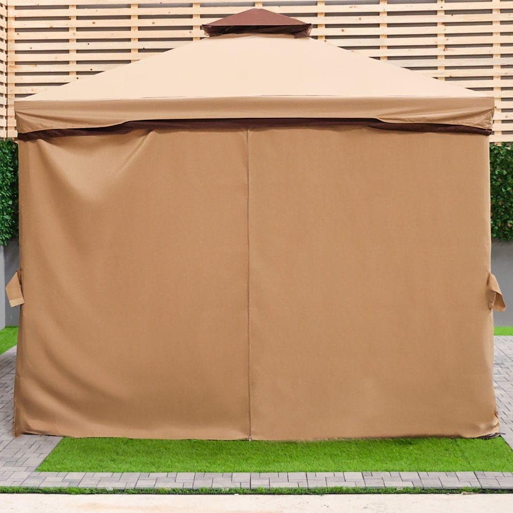 10x10 Ft Outdoor Gazebo Canopy Tent with Aluminium Frame, Fabric Roof, Curtains & Mosquito Net – Garden Patio Party Shelter (Beige)