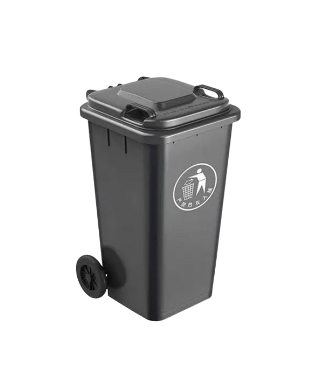 Heavy Duty 120L Plastic Dustbin with Wheels, Manual-Lift Lid