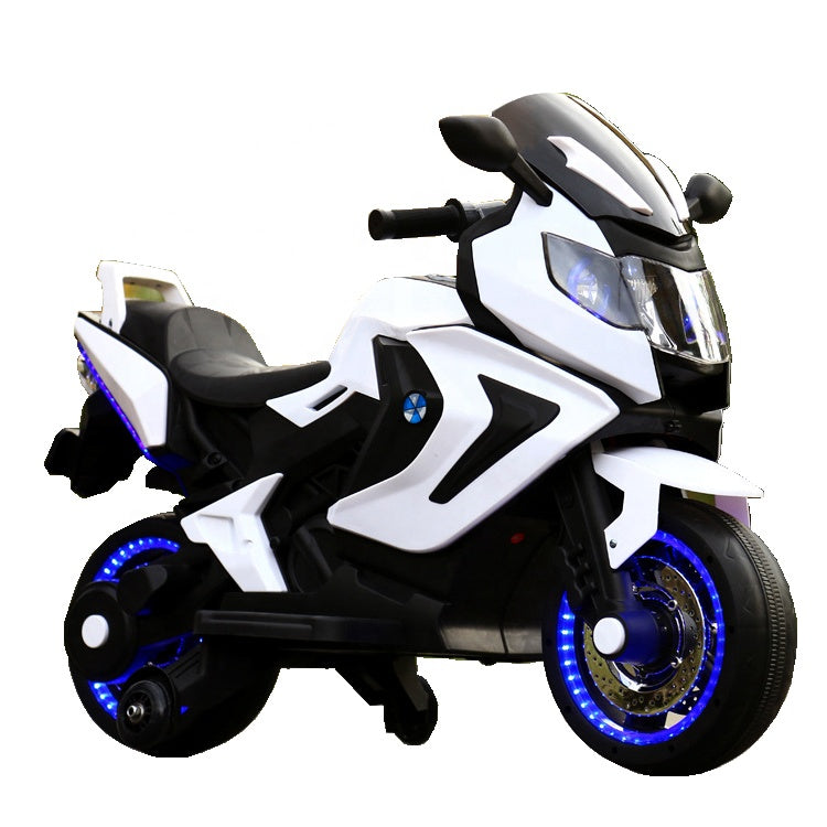 LED 12V Kids Electric Motorcycle | Ride-On Electric Sports Bike with Real Key Start, Lights & Music | Battery Operated Toy for Kids