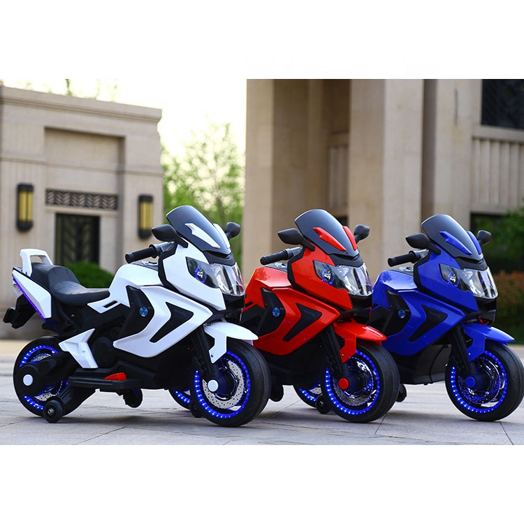LED 12V Kids Electric Motorcycle | Ride-On Electric Sports Bike with Real Key Start, Lights & Music | Battery Operated Toy for Kids