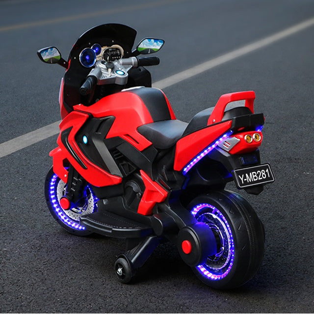 LED 12V Kids Electric Motorcycle | Ride-On Electric Sports Bike with Real Key Start, Lights & Music | Battery Operated Toy for Kids