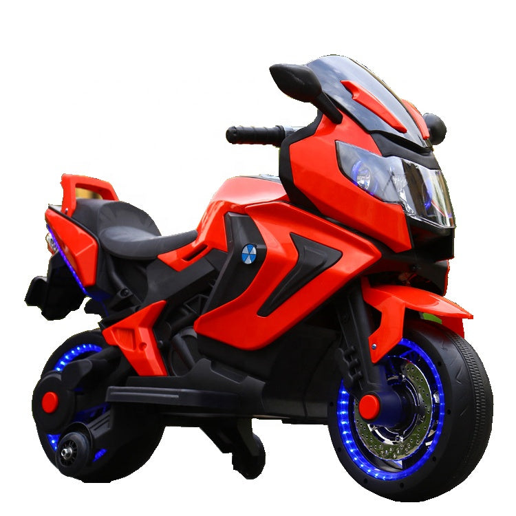 LED 12V Kids Electric Motorcycle | Ride-On Electric Sports Bike with Real Key Start, Lights & Music | Battery Operated Toy for Kids