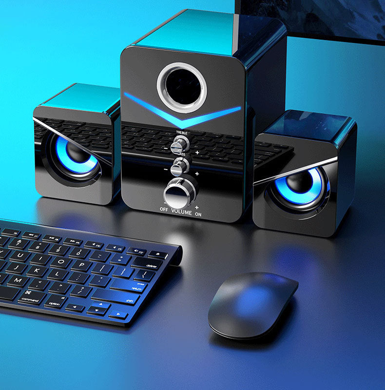 Universal Bluetooth Desktop Speaker – LED Light, Treble Control, & Independent Bass Unit - LIFE STORES UGANDA