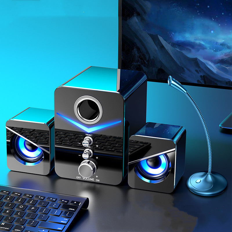 Universal Bluetooth Desktop Speaker – LED Light, Treble Control, & Independent Bass Unit - LIFE STORES UGANDA