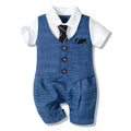 Summer New Baby Boy Jumpsuit – Gentleman's Style Bodysuit (Dark Blue, 0–24 Months) - LIFE STORES UGANDA