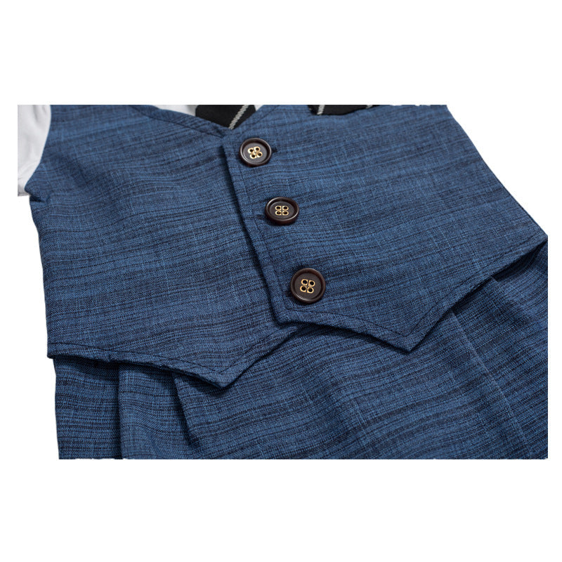 Summer New Baby Boy Jumpsuit – Gentleman's Style Bodysuit (Dark Blue, 0–24 Months) - LIFE STORES UGANDA