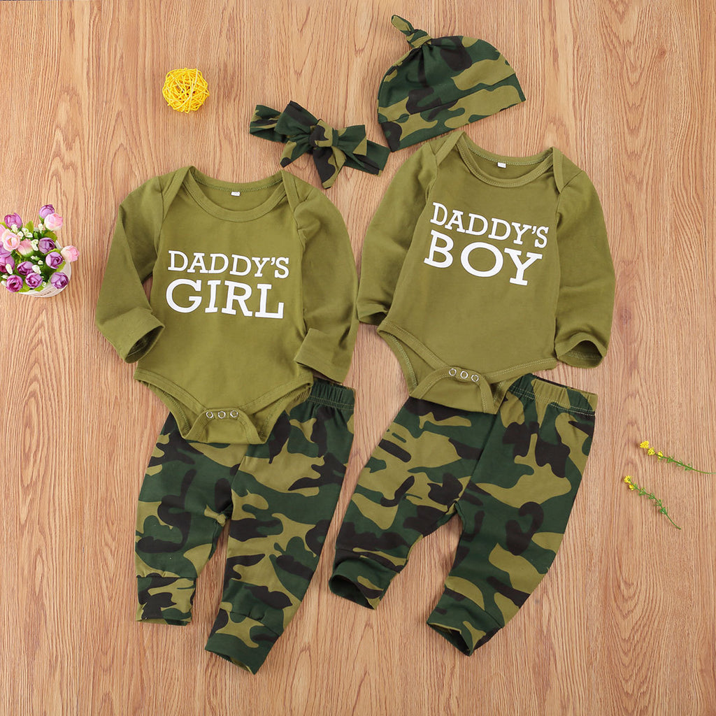 New Products Set Letter Camouflage Printed Children Set – 3-Piece Pants Baby Suit for Trendy Kids - LIFE STORES UGANDA