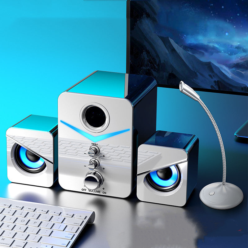 Universal Bluetooth Desktop Speaker – LED Light, Treble Control, & Independent Bass Unit - LIFE STORES UGANDA