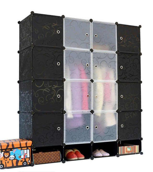 16-Cube Plastic Wardrobe with 4 Columns | Large-Capacity DIY Storage Closet - LIFE STORES UGANDA