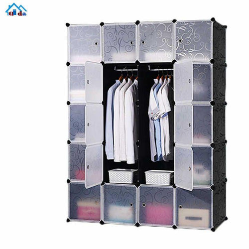 16-Cube Plastic Wardrobe with 4 Columns | Large-Capacity DIY Storage Closet - LIFE STORES UGANDA