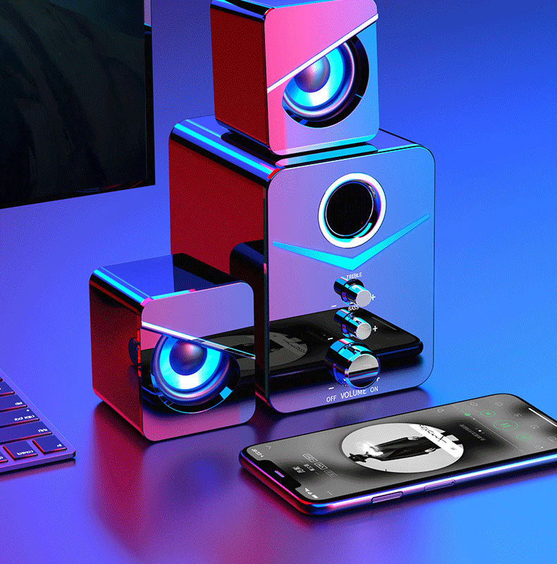Universal Bluetooth Desktop Speaker – LED Light, Treble Control, & Independent Bass Unit - LIFE STORES UGANDA