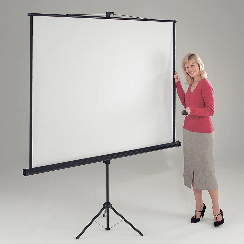 2.4M Projector Screen with Tripod Stand – Portable 96 Inch Manual Pull-Up Projection Screen for Home, Office & Outdoor Cinema
