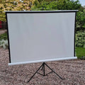 2.4M Projector Screen with Tripod Stand – Portable 96 Inch Manual Pull-Up Projection Screen for Home, Office & Outdoor Cinema