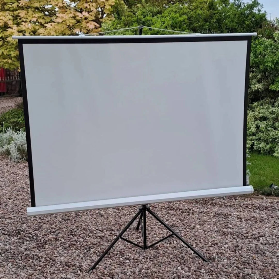 2.4M Projector Screen with Tripod Stand – Portable 96 Inch Manual Pull-Up Projection Screen for Home, Office & Outdoor Cinema