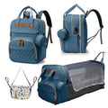 2-in-1 Diaper Bag Backpack with Changing Station | Expandable Baby Travel Bed & Bag, Large Capacity, USB Port | Multi-Functional Mommy Backpack
