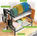 SpaceSaver 2-Tier Dish Drying Rack - Compact Kitchen Organizer with Drain Boards