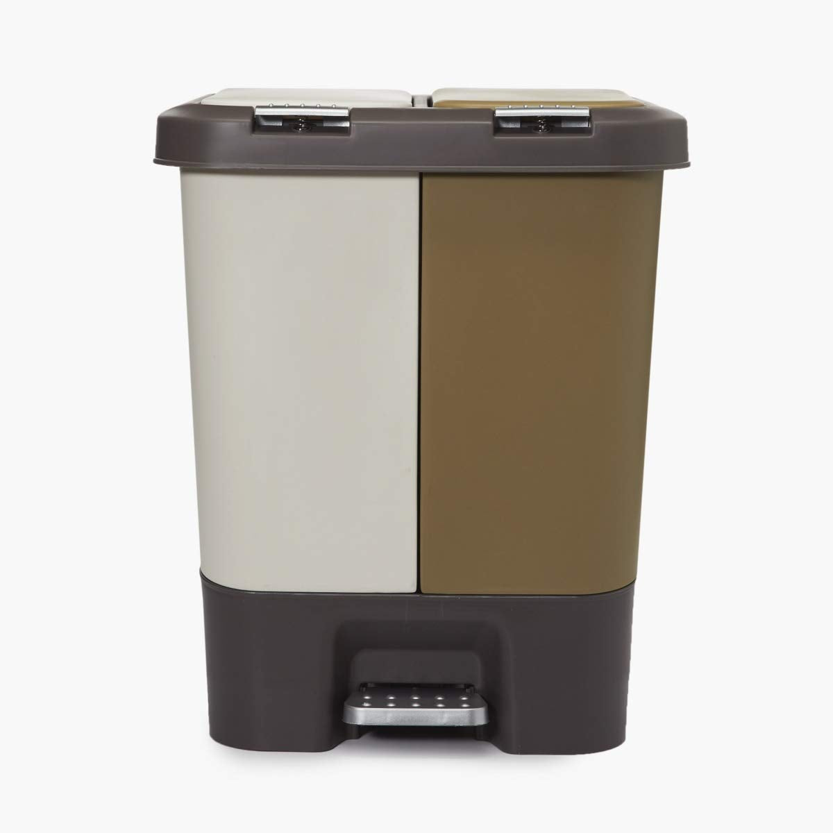 2-in-1 Dual Compartment Pedal Dust Bin – Plastic Trash Can, Push Lid, Rectangular, Multicolour