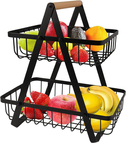 2-Tier Countertop Fruit Basket – Stylish & Space-Saving Storage Solution - LIFE STORES UGANDA