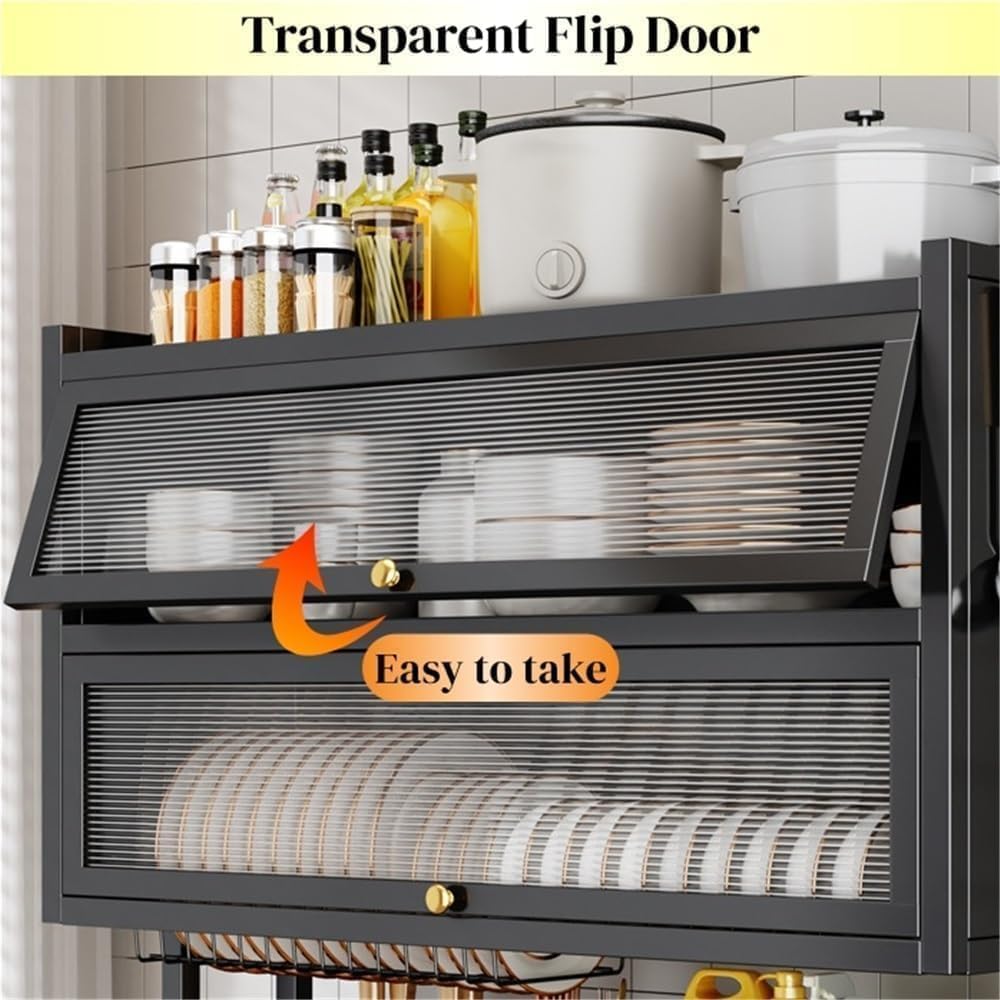 Over-The-Sink Dish Drying Rack with Dustproof Flip Cover – Adjustable 2 Tier Kitchen Organizer