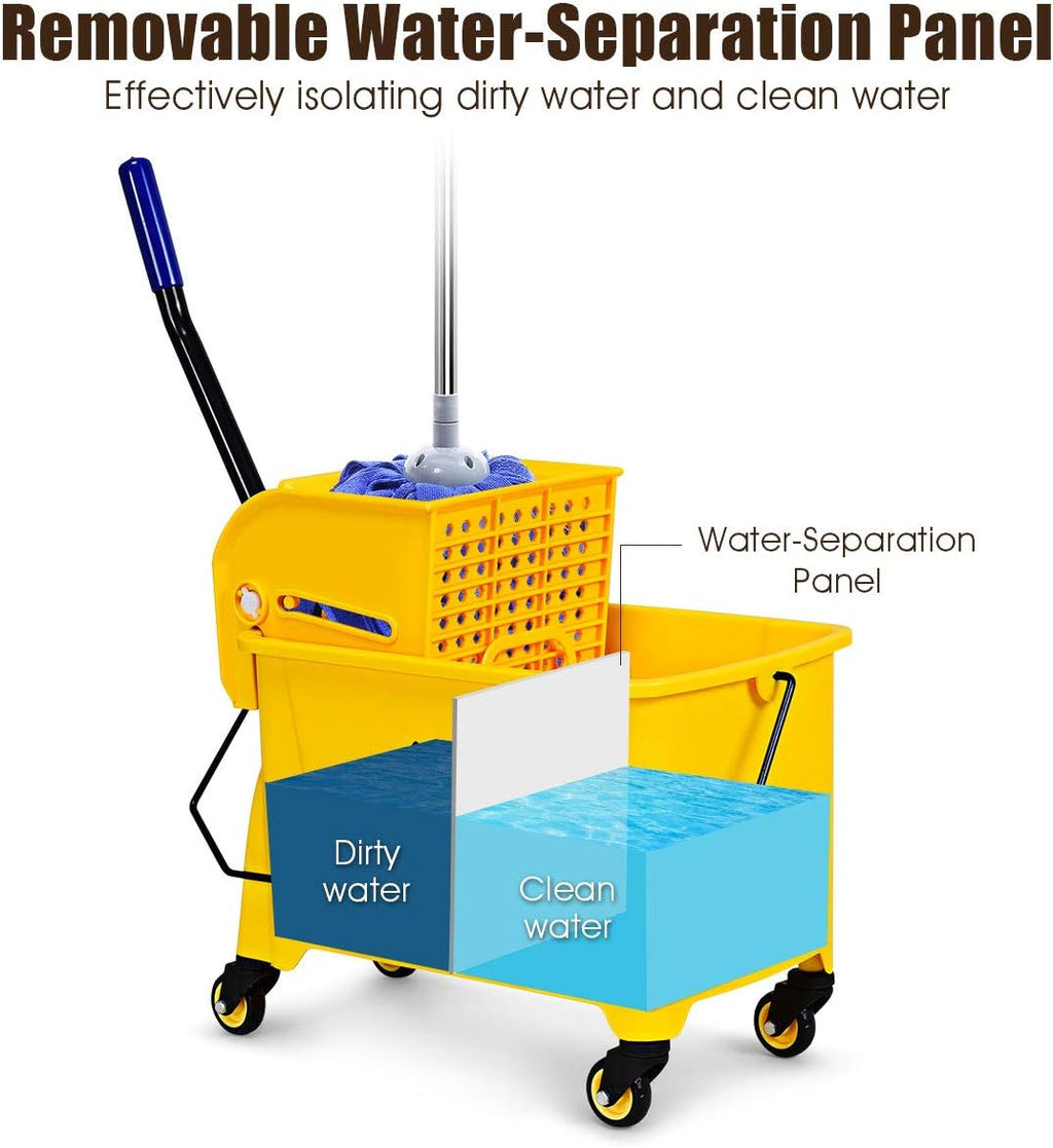 Heavy-Duty 20L Mop Bucket Trolley – Side-Press Wringer, Wheels, Mop Holder, Commercial Cleaning Cart