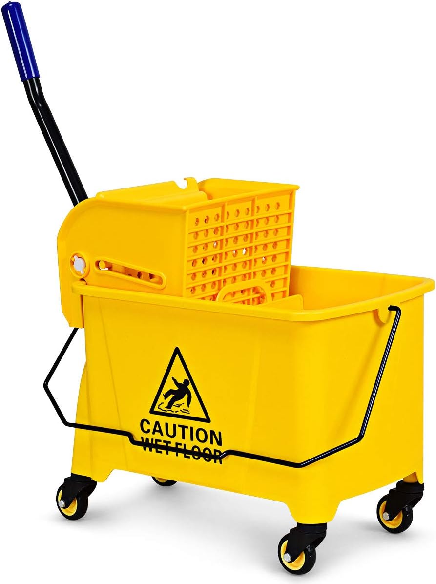 Heavy-Duty 20L Mop Bucket Trolley – Side-Press Wringer, Wheels, Mop Holder, Commercial Cleaning Cart
