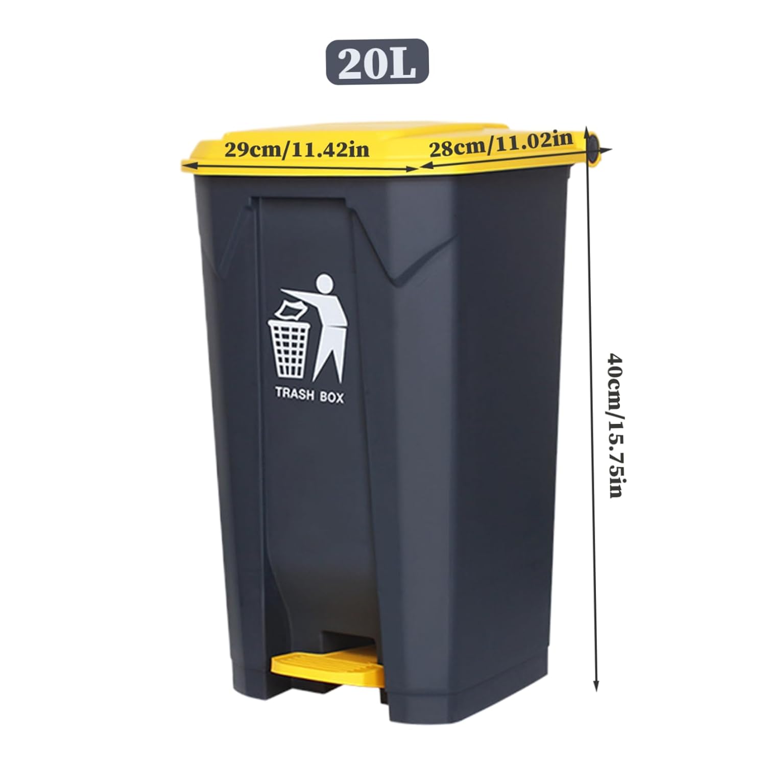 20L Step On-Pedal Dust Bin – Leakproof Trash Can with Lid & Handle, Hygienic & Durable for Home & Office