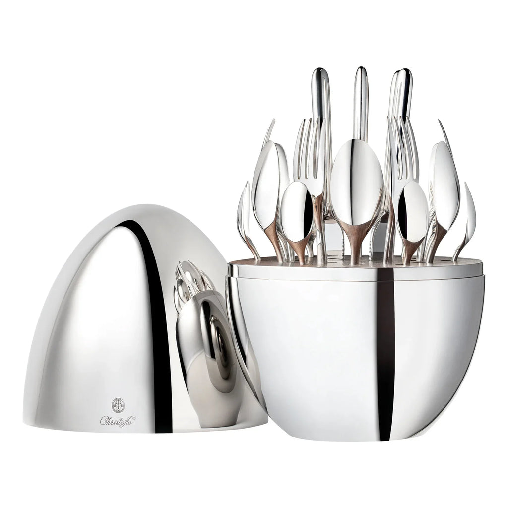 24 Piece Marrone Cutlery Set – Stainless Steel Dining Set with Elegant Oval Storage Box