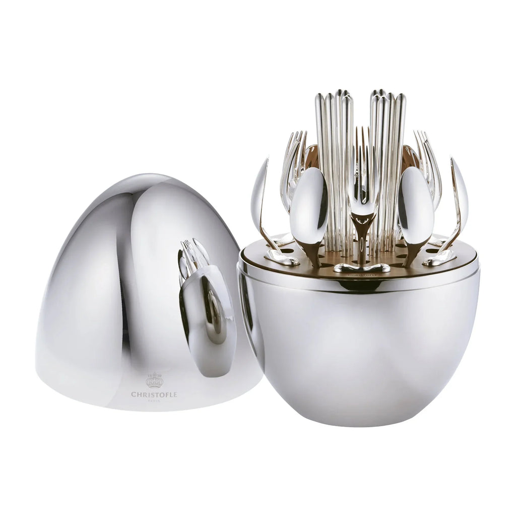 24 Piece Marrone Cutlery Set – Stainless Steel Dining Set with Elegant Oval Storage Box