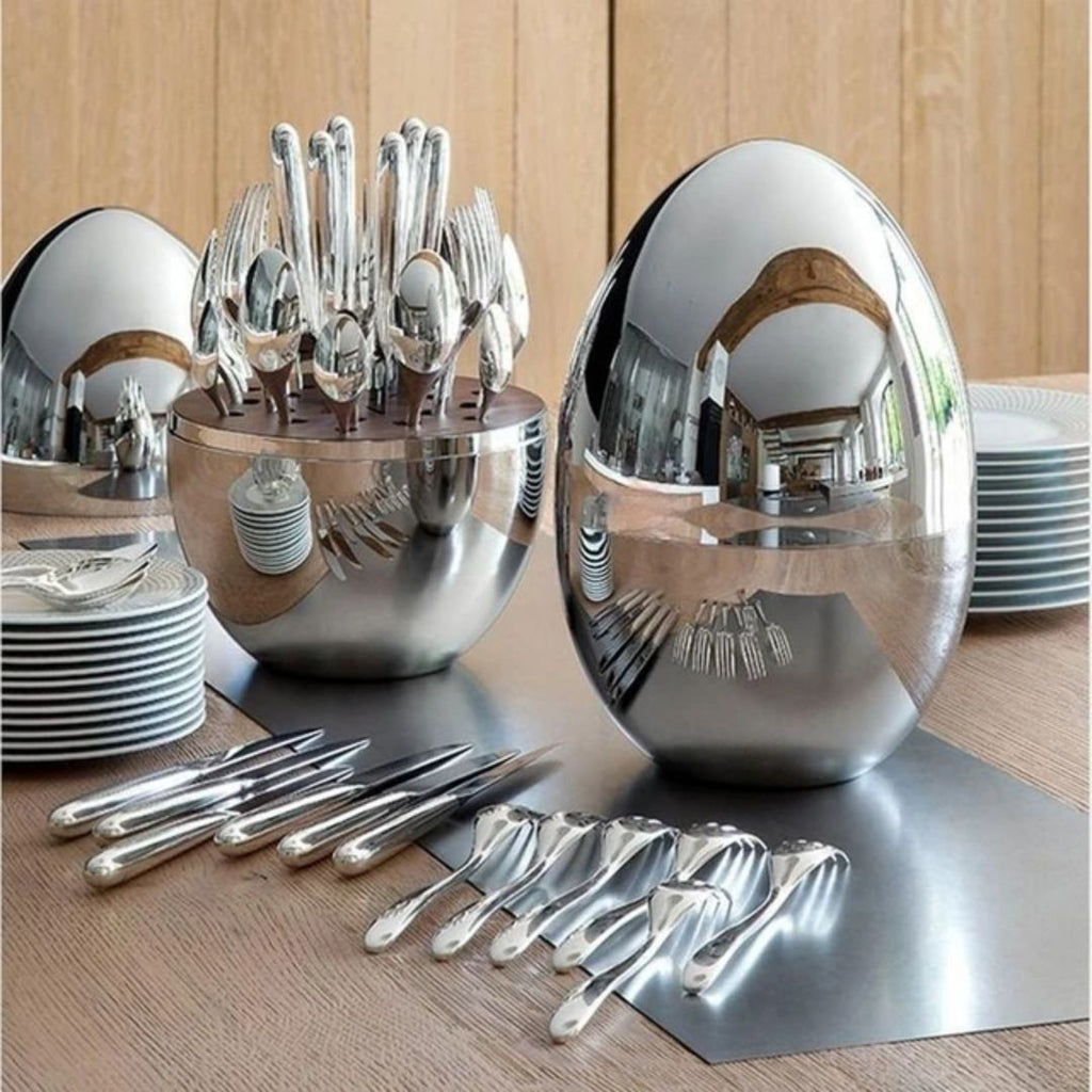 24 Piece Marrone Cutlery Set – Stainless Steel Dining Set with Elegant Oval Storage Box