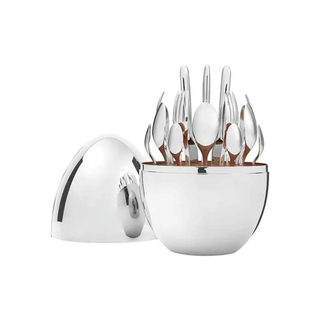 24 Piece Marrone Cutlery Set – Stainless Steel Dining Set with Elegant Oval Storage Box