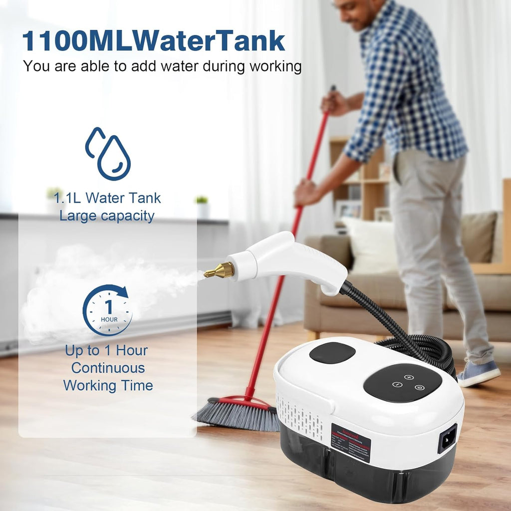 High Pressure Steam Cleaner | 1100ml Handheld Portable Steam Machine with 3 Brushes