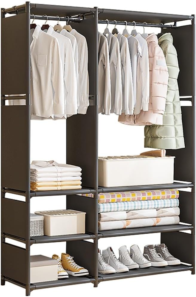 Minimalist Metal Clothes Rack with Storage Shelves – Freestanding 95×36×170cm Organizer for Bedrooms & Dorms
