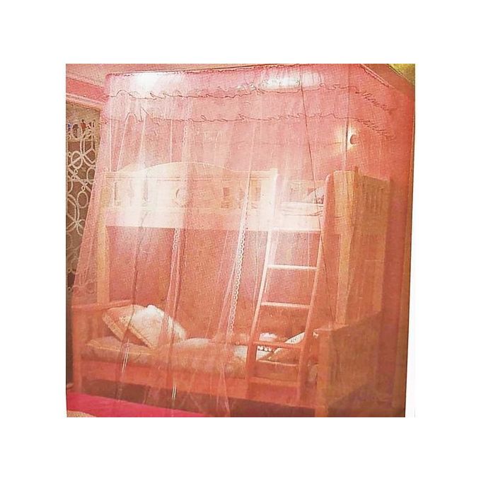 Double Decker Mosquito Net by DECKER NETS - Pink Lace High Quality Fashionable Bed Canopy, 90x190cm for Single Beds