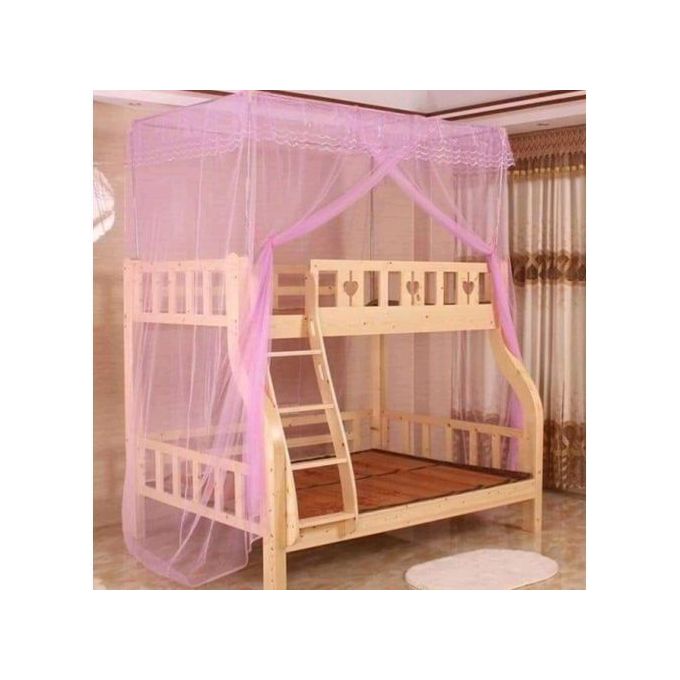 Double Decker Mosquito Net by DECKER NETS - Pink Lace High Quality Fashionable Bed Canopy, 90x190cm for Single Beds