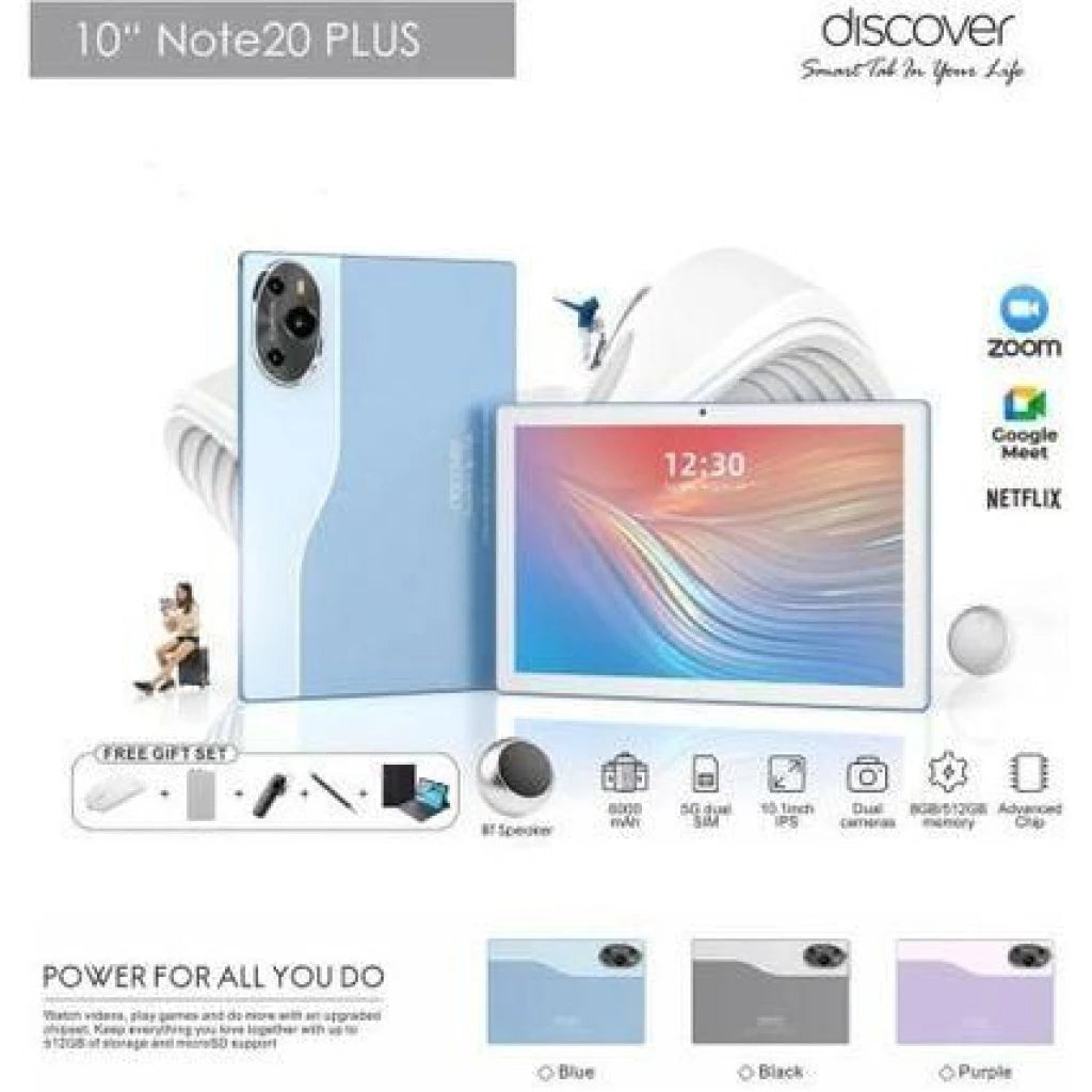 Discover Note 20 Plus Tablet | 10.1" 16GB RAM 1TB Storage 5G Android