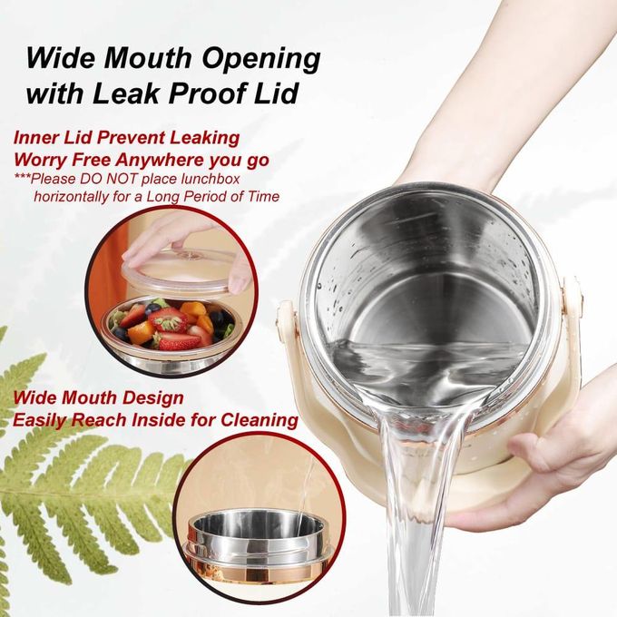AILIJIN 2L Stainless Steel Vacuum Insulated Food Flask | 12-Hour Hot Cold Bento Lunch Box Container | Leakproof Thermal Jar for School, Work, Picnics & Outdoor Activities