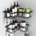 2 PCS Corner Shower Caddy No-Drill – L-Shaped Adhesive Bathroom Shelf, Rustproof Metal Organizer for Shampoo, Soap & Toiletries, Heavy-Duty Wall Storage