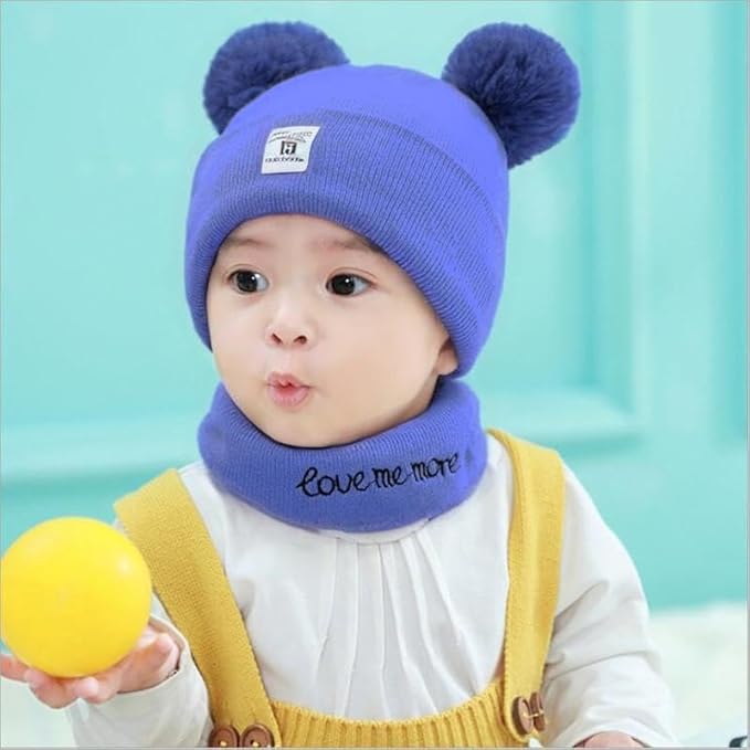 Baby Winter Hat and Scarf Set | Soft Wool Acrylic Monkey Beanie & Neck Scarf | Unisex for Boys & Girls (6 Months - 3 Years)