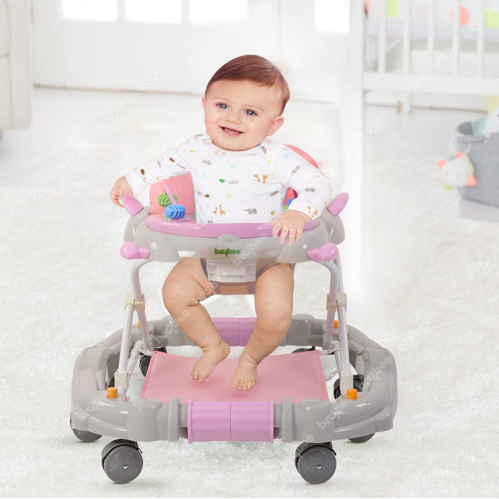 Baybee 2-in-1 Baby Walker with Rocker | 3 Height Adjustable, Foldable & Musical | Activity Walker for Babies 6-18 Months (Up to 10kg)